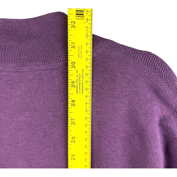 Nat Nast Sweater‎ Men's XXL Purple Quarter Zip Snap Leather Pull Cotton Blend - Picture 11 of 11